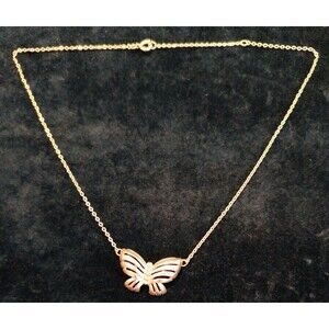 Vintage Sarah Coventry Open Design Butterfly Necklace Gold Tone Y2K Dainty